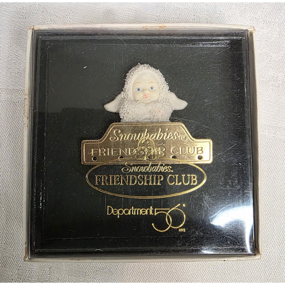 Department 56 Snowbabies Friendship Club Pin Gold Tone Vintage Collectible Boxed